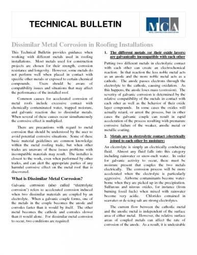 Dissimilar Metals Compatibility Chart